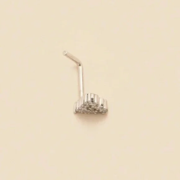 Nose Ring- Hollow Out Heart Shape Nose Stud Ring, Nose Piercing Silver tone - Picture 5 of 12